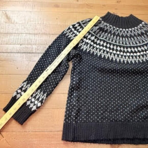 Eddie Bauer Women’s Wool Blend Nordic Fair Isle Sweater Black Ivory Size Large - Picture 11 of 13